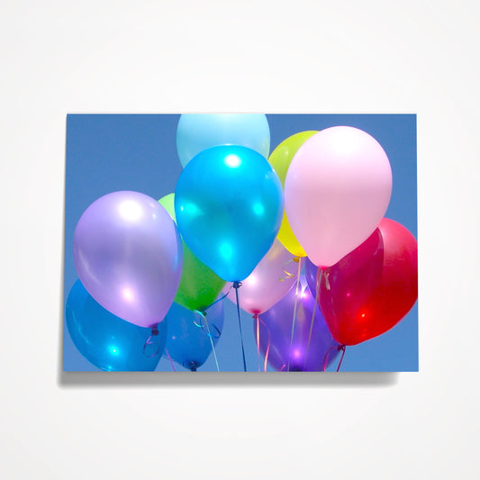 MINIATURE ENCLOSURE CARD:  BALLOONS.  Blank Inside. Folded to size: 2.5"x 3.5"