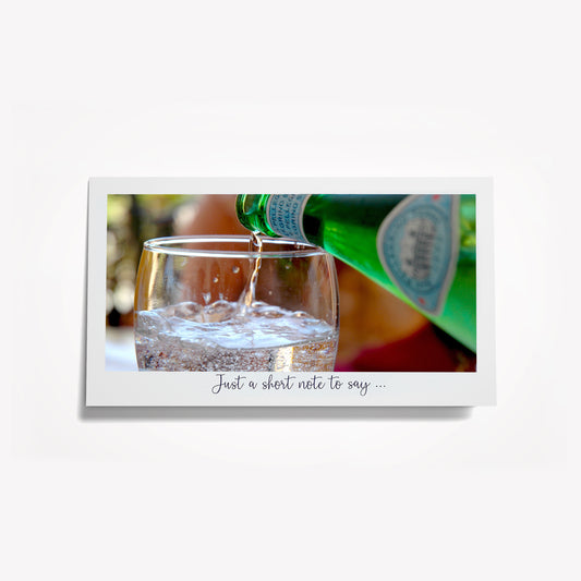 Short Notes: Sparkling Water. Size: 6.25"x3.5"