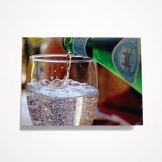 MINIATURE ENCLOSURE CARD: Sparkling Water. Blank Inside. Folded to size: 2.5"x 3.5"