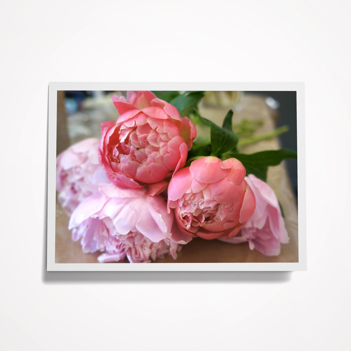 Photo Card, Blank 5"x7": Pretty Pink Peonies